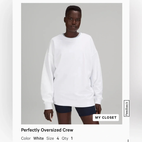 LULULEMON white perfectly oversized crew sweatshirt size 4 - Picture 9 of 9